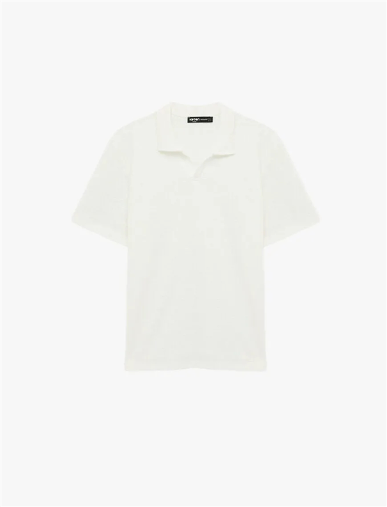 Koton 6Sam10007Mk 010 Ekru Erkek Jersey Kısa Kollu Polo T-Shırt
