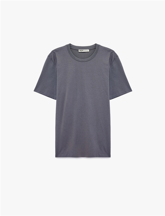 Koton 6Sam10011Mk 031 Grı Erkek Jersey Kısa Kollu Basıc T-Shırt