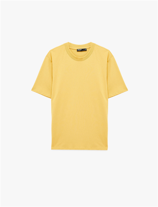 Koton 6Sam10011Mk 152 Sarı Erkek Jersey Kısa Kollu Basıc T-Shırt