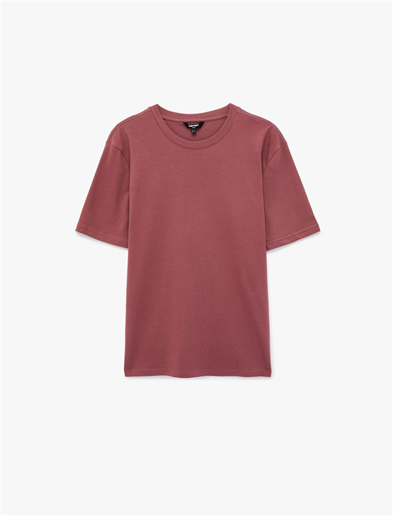 Koton 6Sam10011Mk 271 Pudra Erkek Jersey Kısa Kollu Basıc T-Shırt
