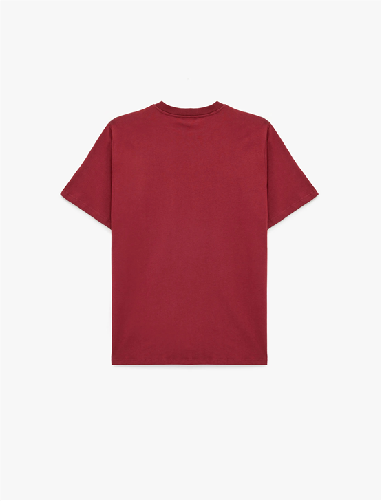 Koton 6Sam10012Mk 461 Bordo Erkek Jersey Kısa Kollu T-Shırt
