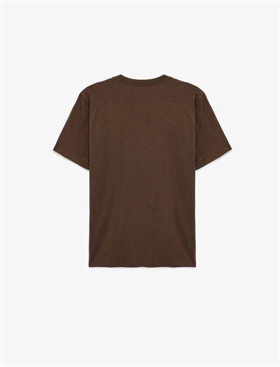 Koton 6Sam10016Mk 545 Kahverengı Erkek Jersey Kısa Kollu T-Shırt