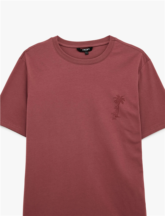 Koton 6Sam10017Mk 252 Pembe Erkek Jersey Kısa Kollu T-Shırt