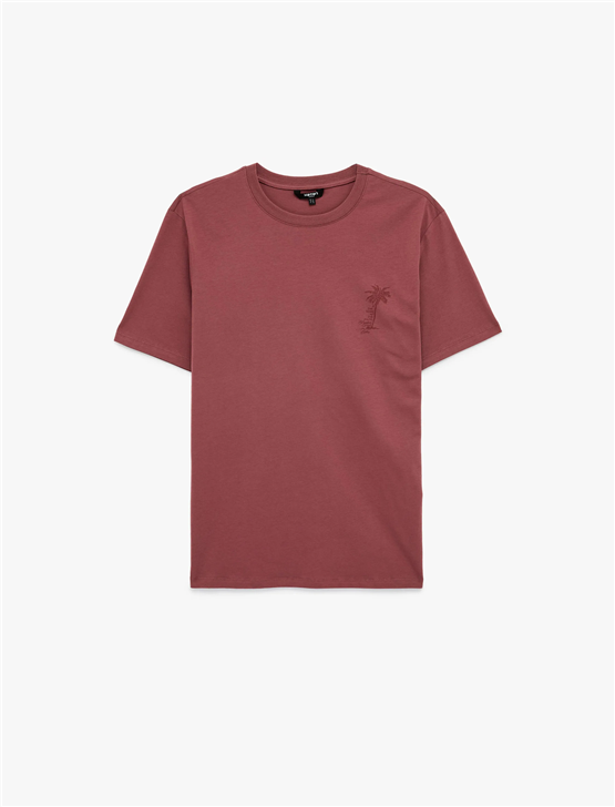 Koton 6Sam10017Mk 252 Pembe Erkek Jersey Kısa Kollu T-Shırt