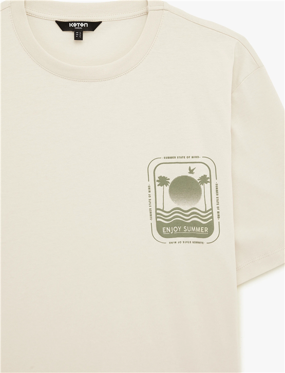 Koton 6Sam10018Mk 010 Ekru Erkek Jersey Kısa Kollu T-Shırt