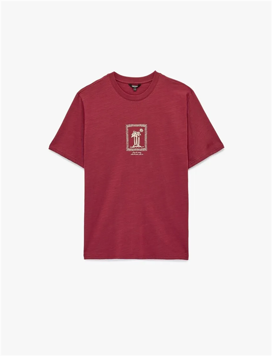 Koton 6SAM10020MK 457 Bordo Erkek Jersey Kısa Kollu T-Shırt