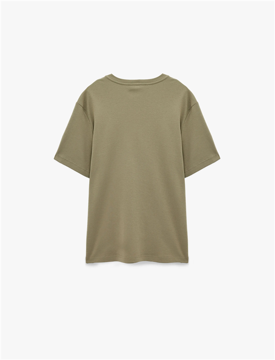 Koton 6Sam10021Mk 871 Hakı Erkek Jersey Kısa Kollu Basıc T-Shırt