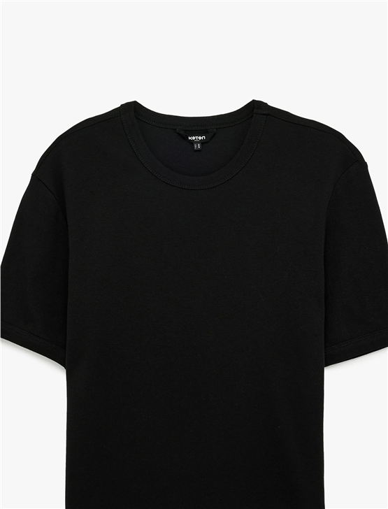 Koton 6Sam10027Mk 999 Sıyah Erkek Jersey Kısa Kollu Basıc T-Shırt