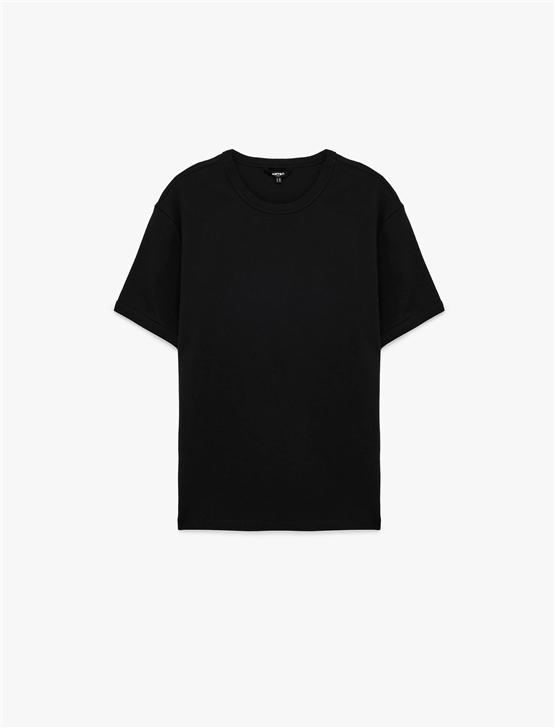 Koton 6Sam10027Mk 999 Sıyah Erkek Jersey Kısa Kollu Basıc T-Shırt