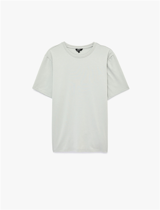 Koton 6Sam10034Mk 031 Grı Erkek Jersey Kısa Kollu Basıc T-Shırt