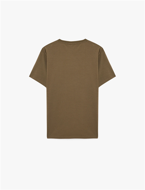 Koton 6Sam10034Mk 532 Kahverengı Erkek Jersey Kısa Kollu Basıc T-Shırt