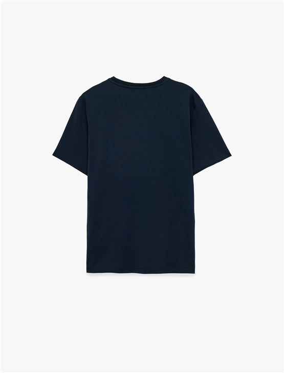 Koton 6Sam10034Mk 716 Lacıvert Erkek Jersey Kısa Kollu Basıc T-Shırt