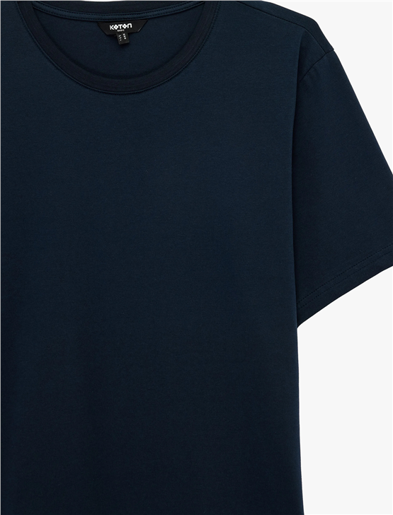 Koton 6Sam10034Mk 716 Lacıvert Erkek Jersey Kısa Kollu Basıc T-Shırt