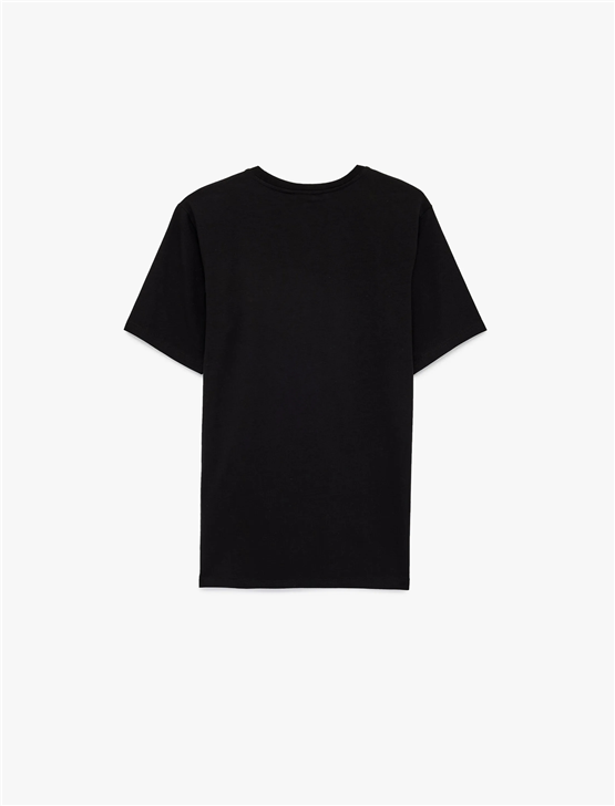 Koton 6Sam10034Mk 999 Sıyah Erkek Jersey Kısa Kollu Basıc T-Shırt