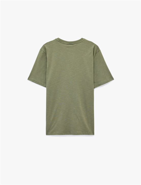 Koton 6Sam10037Mk 786 Yesıl Erkek Jersey Kısa Kollu Basıc T-Shırt