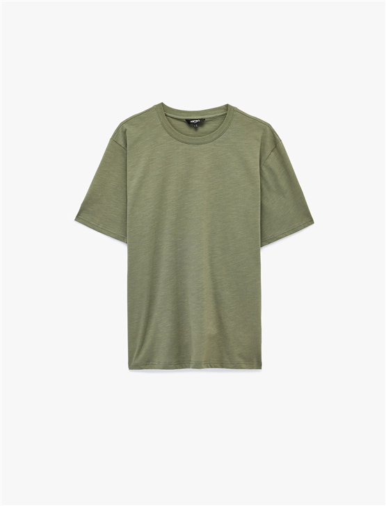 Koton 6Sam10037Mk 786 Yesıl Erkek Jersey Kısa Kollu Basıc T-Shırt
