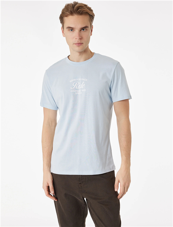 Koton 6Sam10042Mk 624 Mavı Erkek Jersey Kısa Kollu T-Shırt