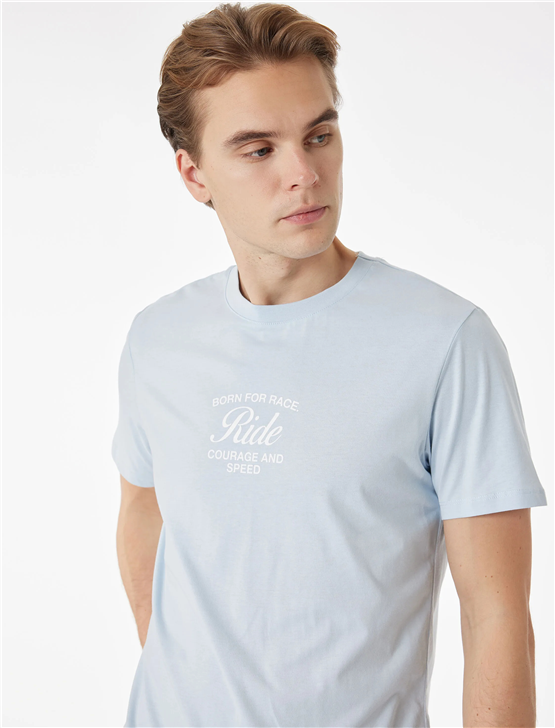 Koton 6Sam10042Mk 624 Mavı Erkek Jersey Kısa Kollu T-Shırt