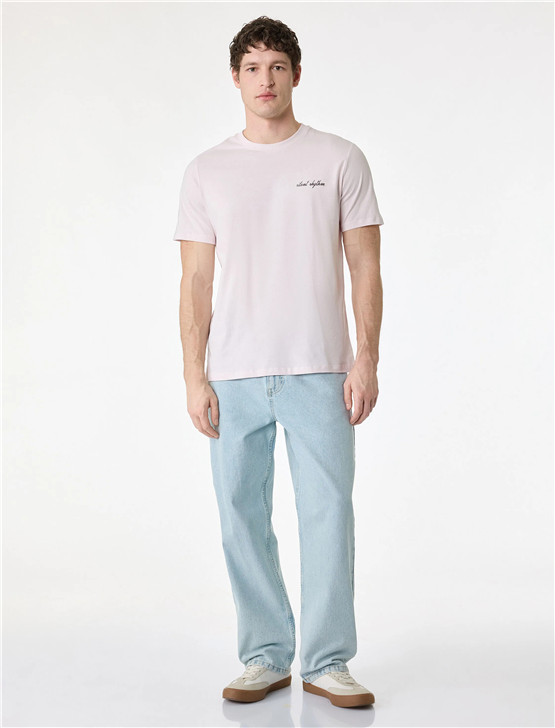 Koton 6Sam10047Mk 289 Pembe Erkek Jersey Kısa Kollu T-Shırt