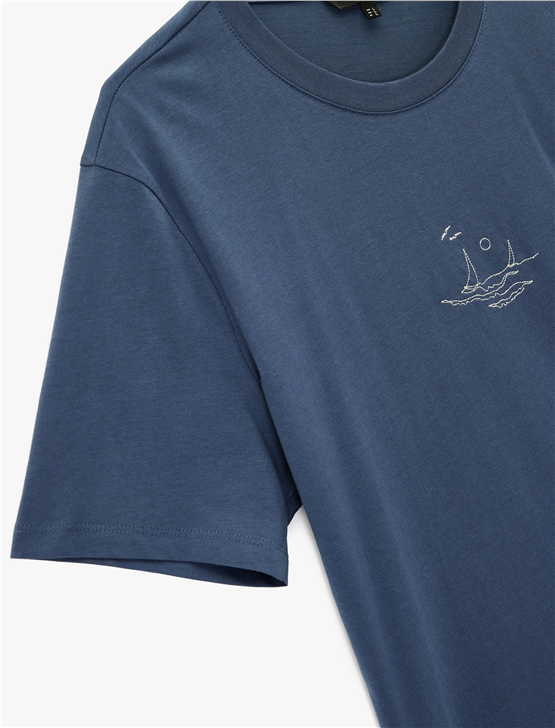 Koton 6Sam10058Mk 624 Mavı Erkek Jersey Kısa Kollu T-Shırt