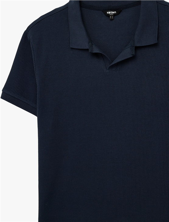Koton 6Sam10068Mk 725 Lacıvert Erkek Jersey Kısa Kollu Polo T-Shırt