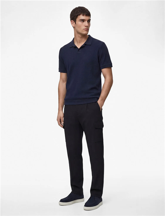 Koton 6Sam10068Mk 725 Lacıvert Erkek Jersey Kısa Kollu Polo T-Shırt