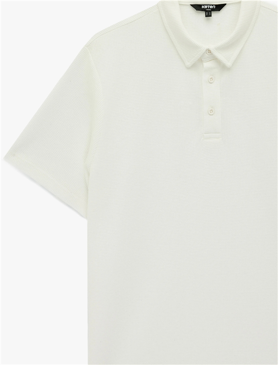 Koton 6Sam10071Mk 000 Beyaz Erkek Jersey Kısa Kollu Polo T-Shırt