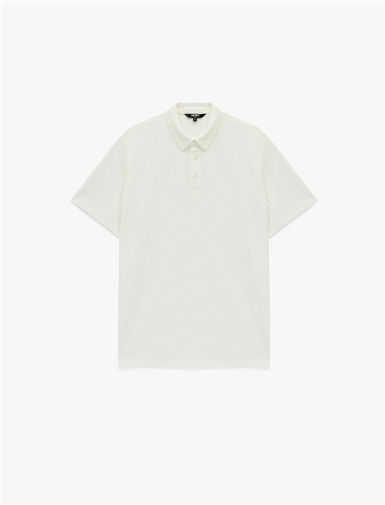 Koton 6Sam10071Mk 000 Beyaz Erkek Jersey Kısa Kollu Polo T-Shırt