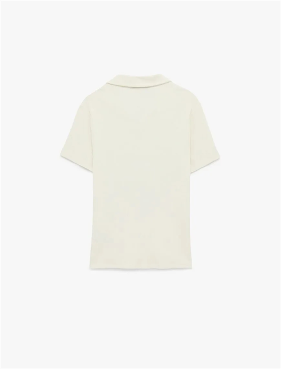 Koton 6Sam10074Mk 010 Ekru Erkek Jersey Kısa Kollu Polo T-Shırt