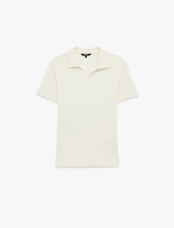 Koton 6Sam10074Mk 010 Ekru Erkek Jersey Kısa Kollu Polo T-Shırt