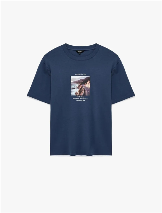 Koton 6SAM10113MK 716 Lacivert Erkek Jersey Kısa Kollu T-Shırt