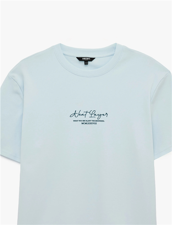 Koton 6Sam10118Mk 624 Mavı Erkek Jersey Kısa Kollu T-Shırt