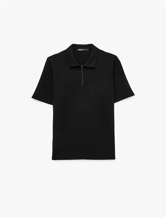 Koton 6Sam10289Mk 999 Sıyah Erkek Jersey Kısa Kollu Polo T-Shırt