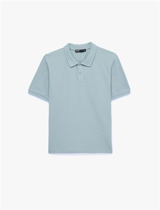 Koton 6Sam10293Mk 624 Mavı Erkek Jersey Kısa Kollu Polo T-Shırt