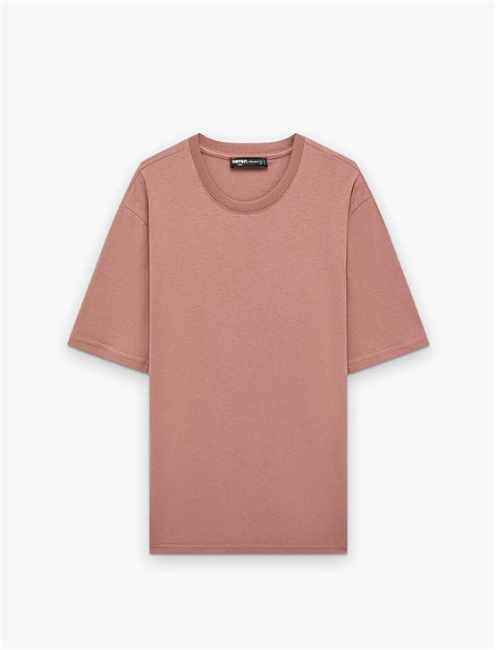 Koton 6Sam10332Mk 295 Pembe Erkek Jersey Kısa Kollu Basıc T-Shırt