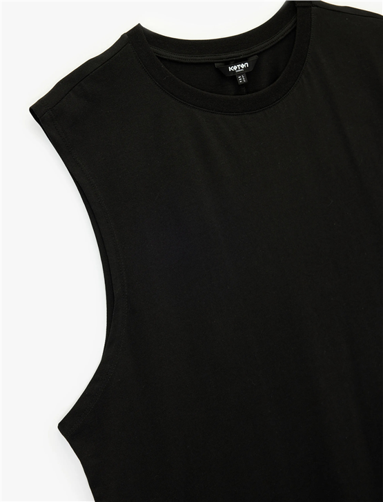 Koton 6Sam30002Mk 999 Sıyah Erkek Jersey Kolsuz T-Shırt