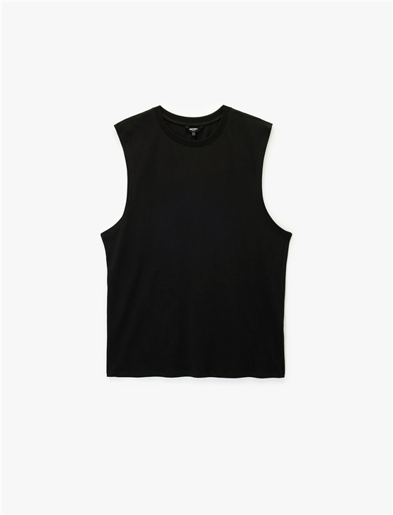 Koton 6Sam30002Mk 999 Sıyah Erkek Jersey Kolsuz T-Shırt