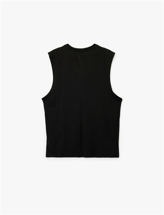 Koton 6Sam30002Mk 999 Sıyah Erkek Jersey Kolsuz T-Shırt