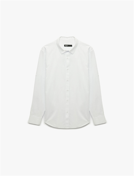 Koton 6Sam60005Hw 000 Beyaz Erkek Dokuma Uzun Kollu Gomlek