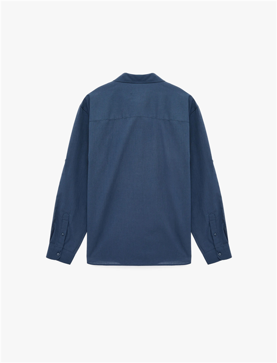 Koton 6Sam60005Hw Gd3 Okyanus Mavısı Erkek Dokuma Uzun Kollu Gomlek