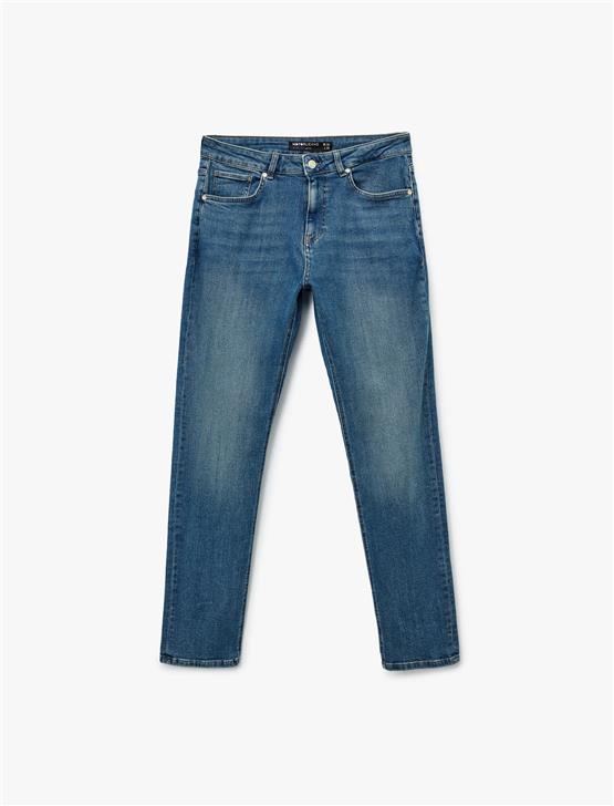 KOTON 6WAM40016ND 740 ORTA INDIGO ERKEK PAMUK DENIM PANTOLON
