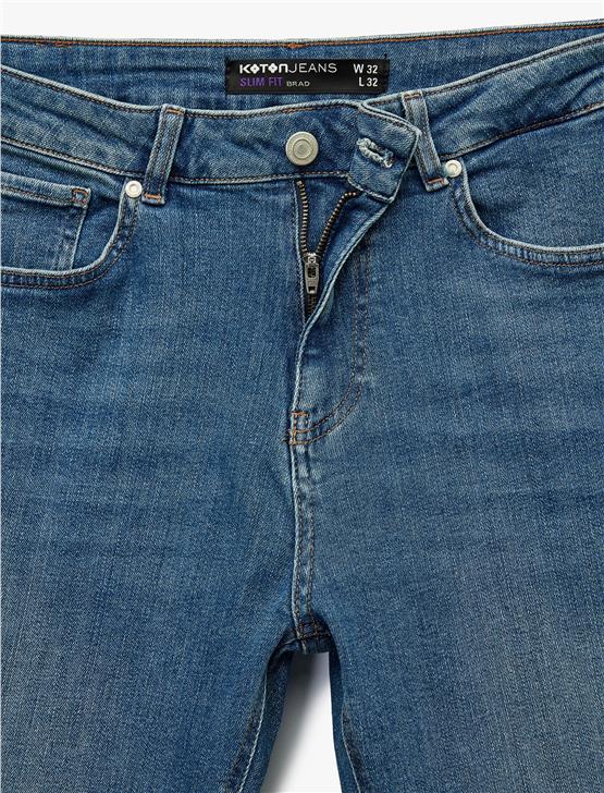 KOTON 6WAM40016ND 740 ORTA INDIGO ERKEK PAMUK DENIM PANTOLON