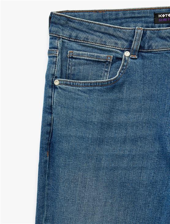 KOTON 6WAM40016ND 740 ORTA INDIGO ERKEK PAMUK DENIM PANTOLON