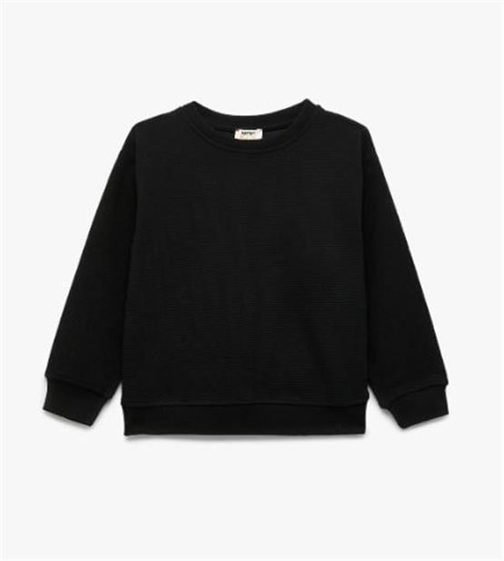 Koton 6Wkb10203Tk 999 Sıyah Erkek Cocuk Pamuk Jersey Sweatshırt
