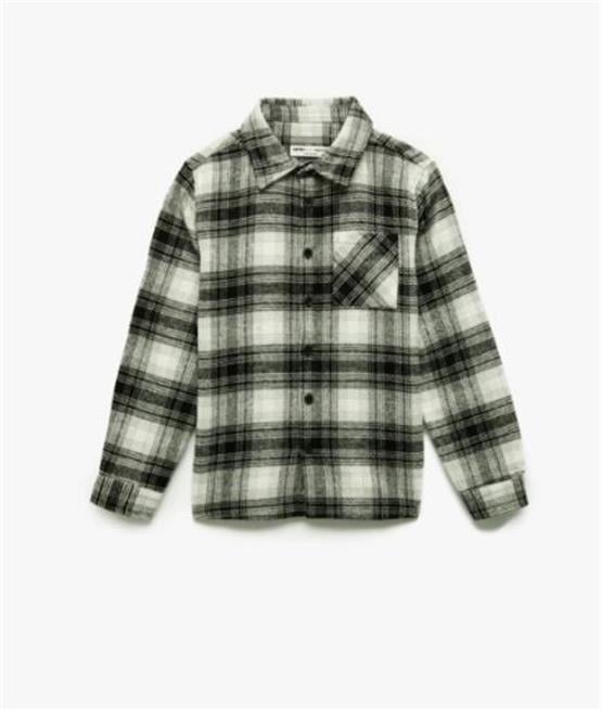 Koton 6Wkb60013Tw 9C9 Sıyah Ekose Erkek Cocuk Akrılık Dokuma Uzun Kollu Gomlek