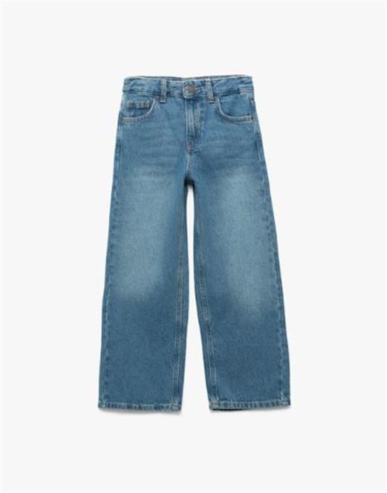 Koton 6Wkg40016Ad Mıd Orta Indıgo Kız Cocuk Pamuk Denım Pantolon