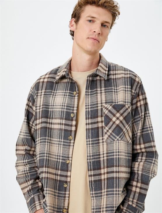 Koton K24 4Wam60054Hw 5C1 Kahverengi Erkek Akrilik Gömlek