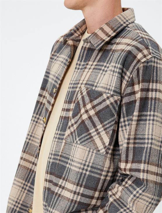 Koton K24 4Wam60054Hw 5C1 Kahverengi Erkek Akrilik Gömlek