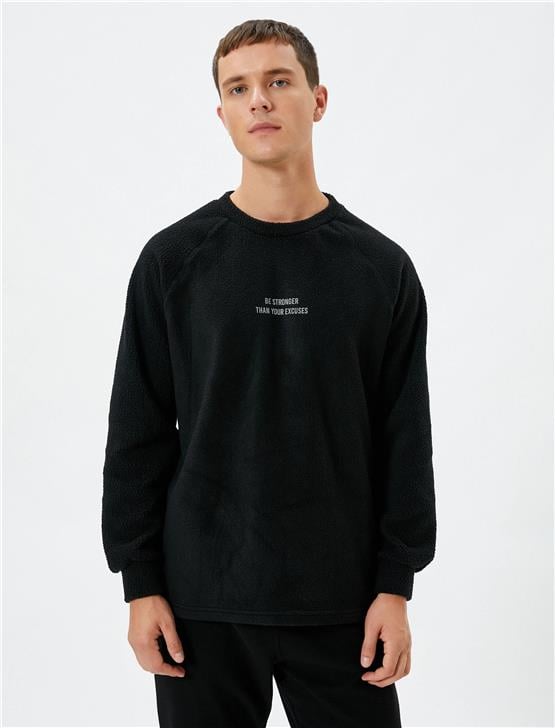 Koton K24 4Wam70043Nk 999 Siyah Erkek Polyester Sweatshirt