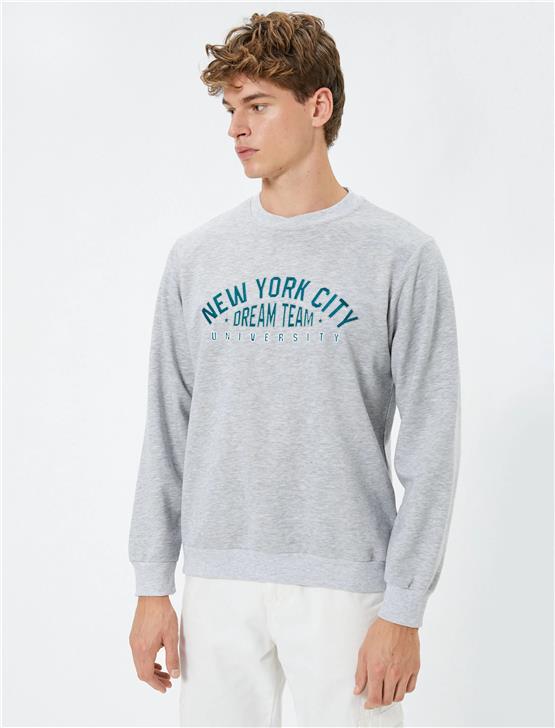 Koton K24 4Wam70050Mk 023 Gri Erkek Pamuk Sweatshirt
